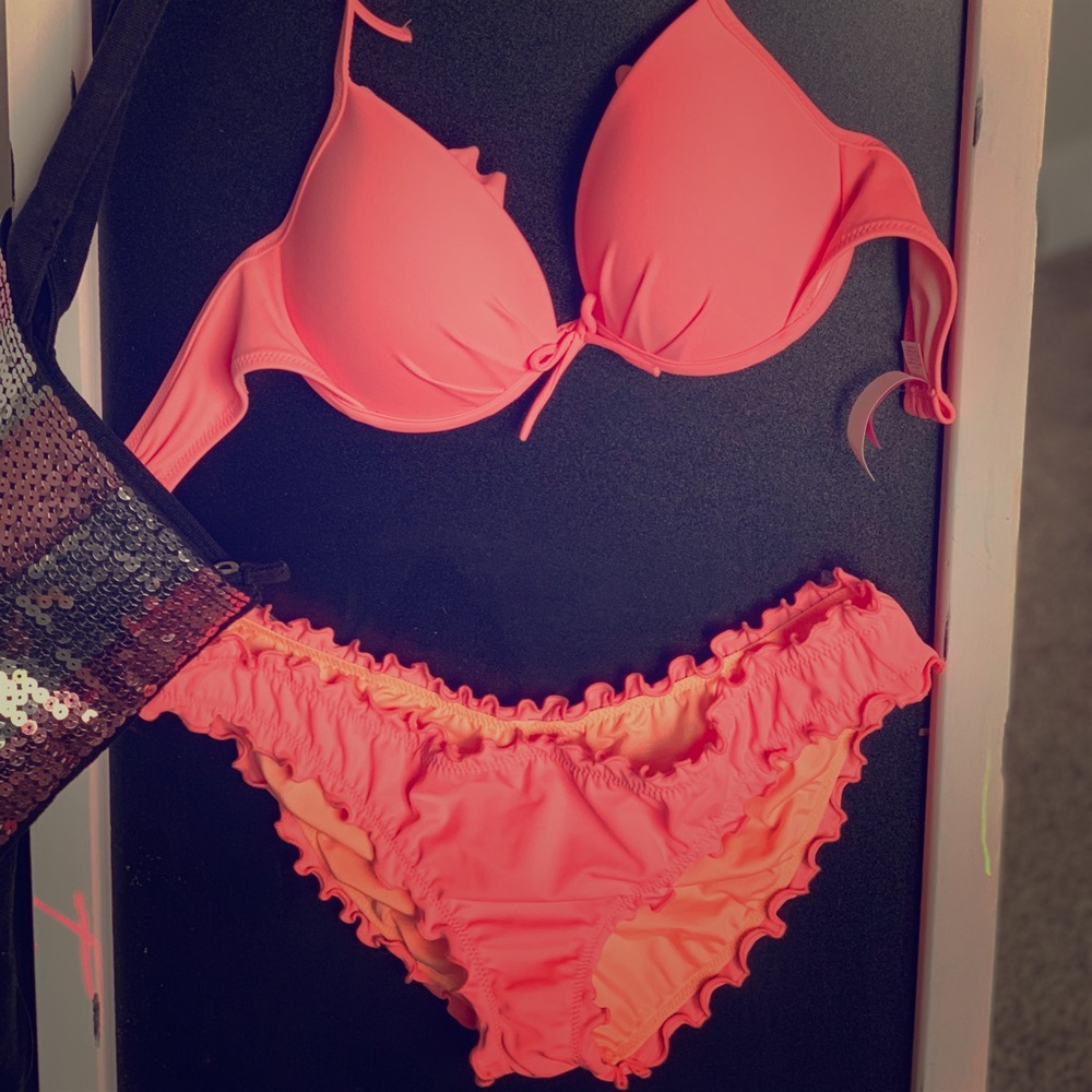 Peach colored Victoria swim suit